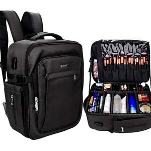Relavel Makeup Backpack, Professional Makeup Case Extra Large Travel Train Case
